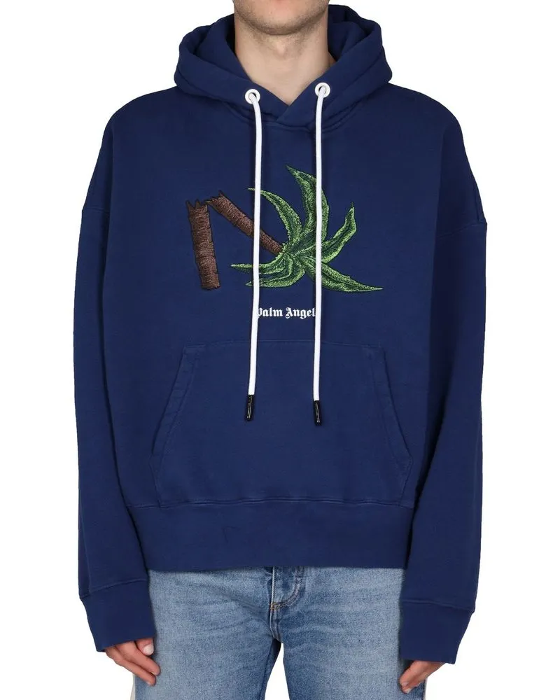 Palm Angels Men Blue Cotton Sweatshirt Clothing Navy