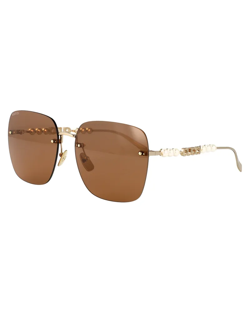Gucci GG1923SA Gold Metal Square Sunglasses — Gold Gold