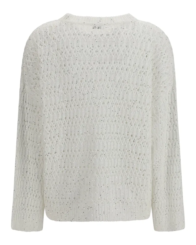 Brunello Cucinelli Women's Openwork Sweater Bianco Silk; Nylon White
