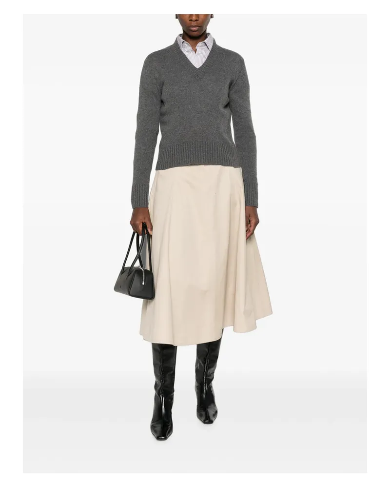 ARAGONA Cashmere V-Neck Sweater — Gray Gray