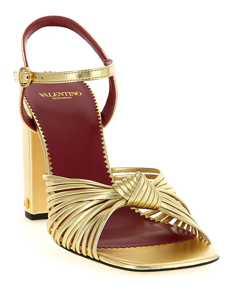 Valentino Garavani Women's Sandal Gold Goat Leather Heels Gold