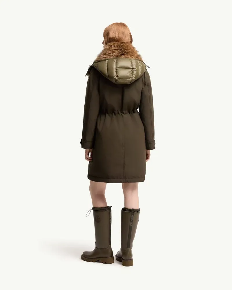 Moncler Fur-Trimmed Parka — Olive Olive