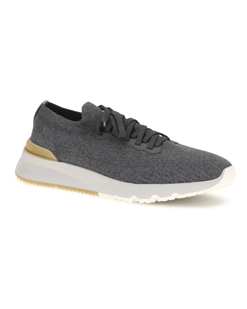 Brunello Cucinelli Men's Cotton Sneakers Inverno+lavagna+gr.chiaro-Panama-Ambra Upper: Cotton; Sole: Rubber Inverno+lavagna+gr.chiaro/panama/ambra Gray