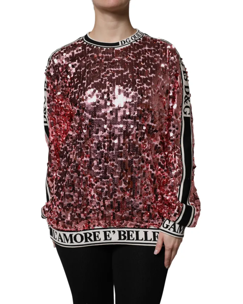 Dolce & Gabbana Women's Pink Dg Queen Sequin Pullover Sweater Polyester Clothing Pink