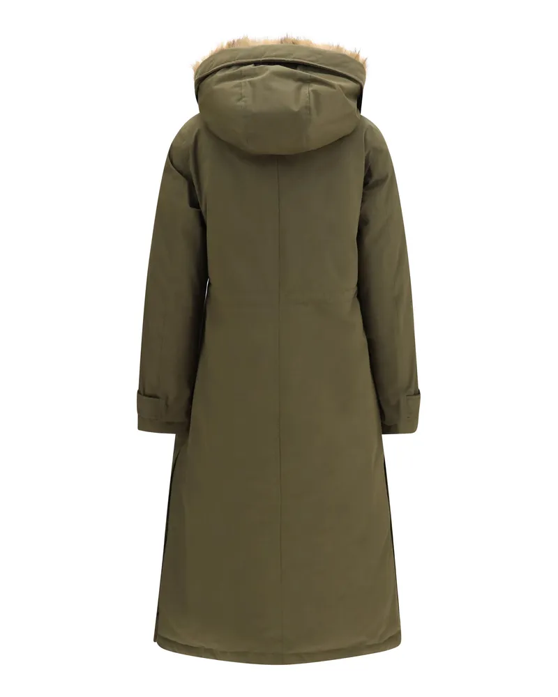 Woolrich Padded Cotton with Detachable Fur Hood Parka — Green Green