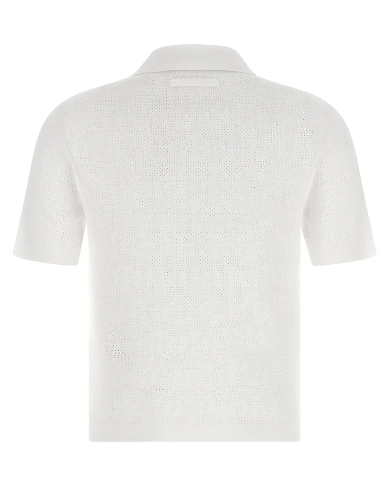 Tory Burch Pointelle Viscose Polo Shirt — White White