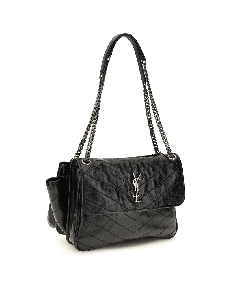 Saint Laurent Niki Tripouch Shoulder Bag — Black Black
