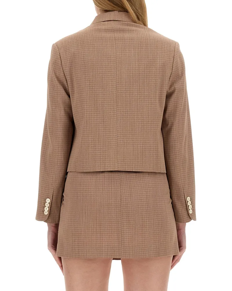 ALYSI Cropped Jacket — Brown Brown