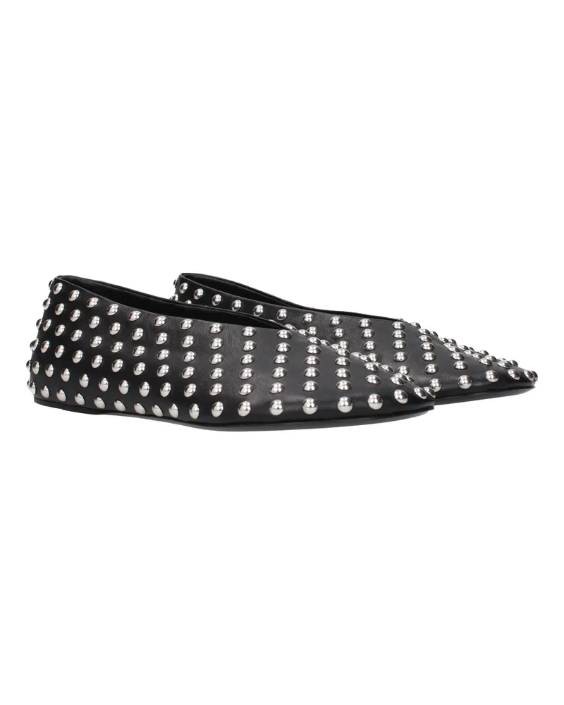 Jil Sander Studded Leather Ballet Flats — Black 