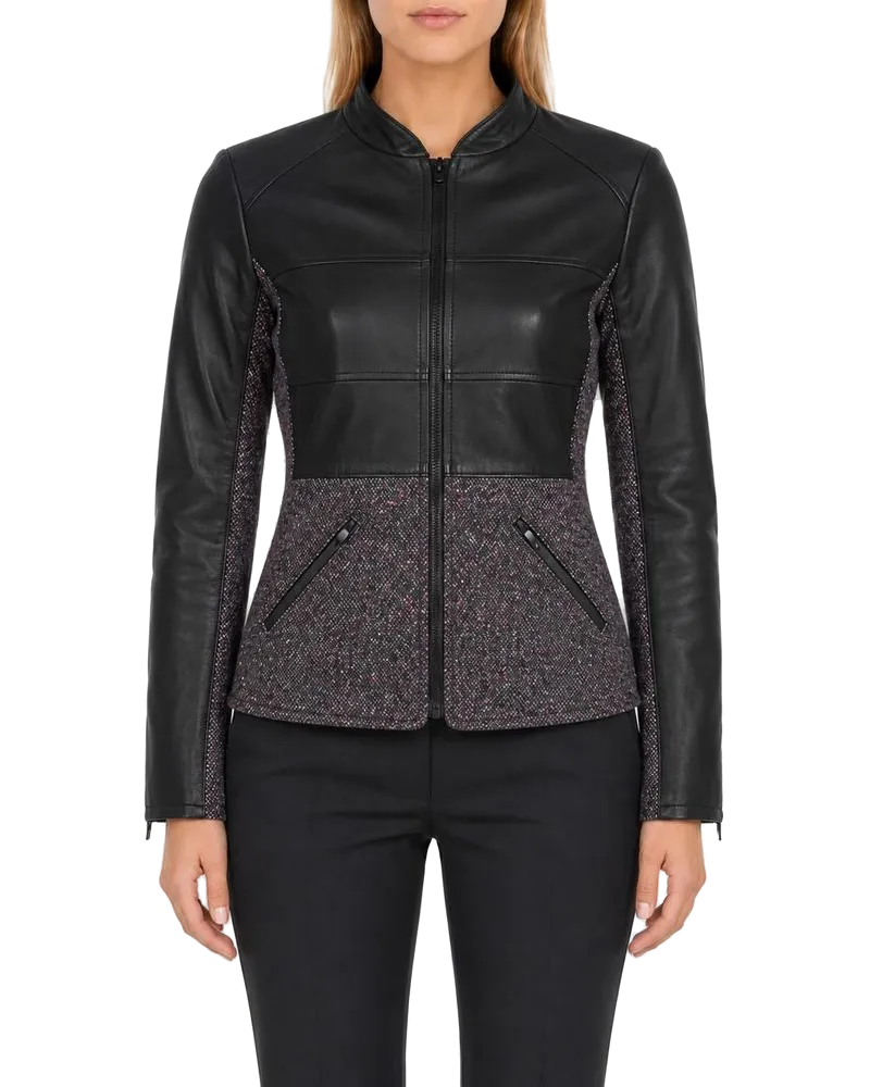Pinko Mixed-Material Jacket — Black Black
