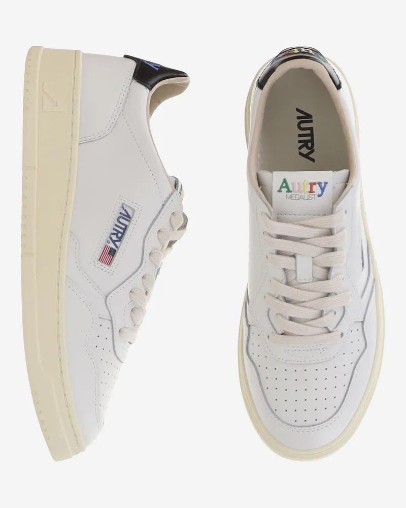 AUTRY Men's Leather Sneakers Medalist Low Multicolour Leather-Rubber Trainers Leather/rubber White