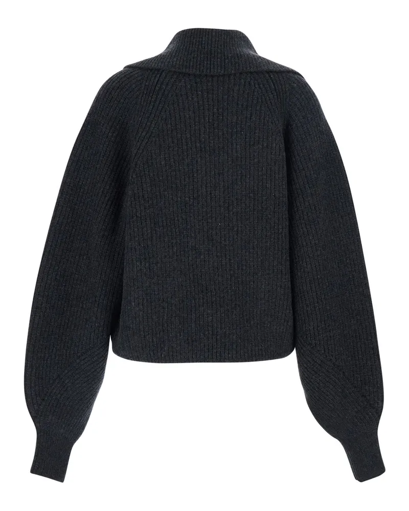 Balmain Wool Wrap-Effect Sweater — Gray Gray
