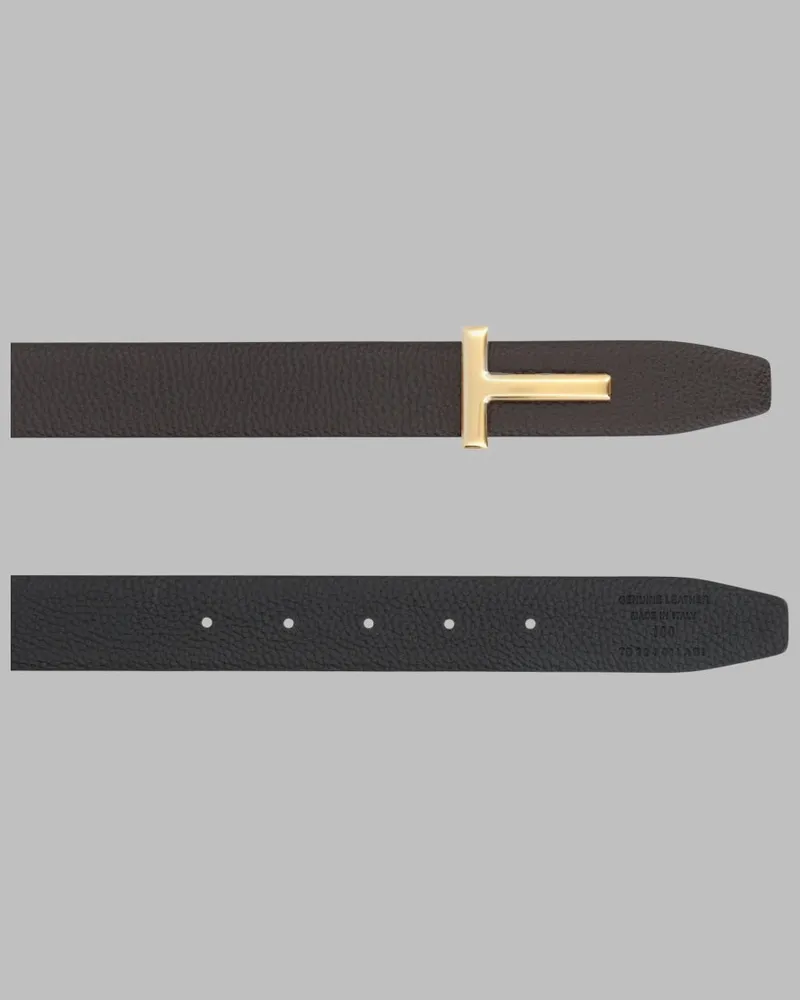 Tom Ford T Icon Buckle Leather Belt — Brown Brown