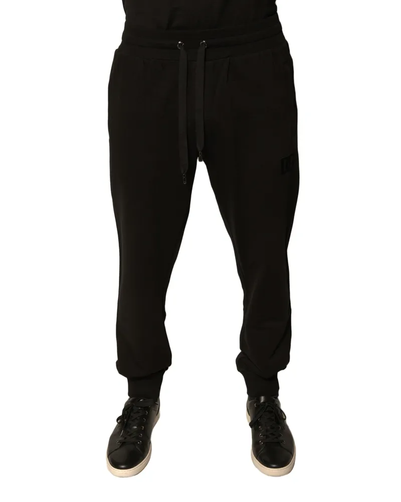 Dolce & Gabbana Black Cotton Jogger Men Sweatpants Pants Black