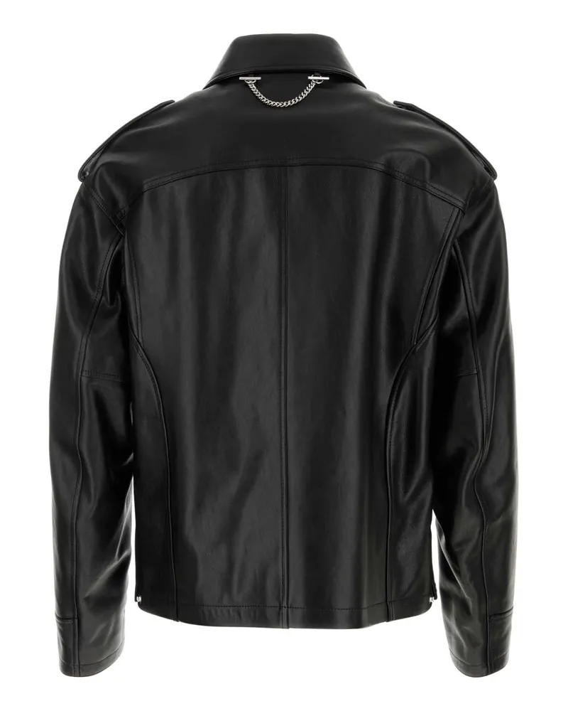 Alexander McQueen Men's Black Leather Jacket Giacche Pelle In Black
