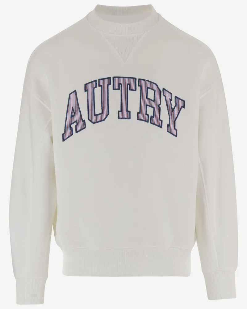 AUTRY Men Cotton Sweatshirt With Logo White Sweatshirts Sweater White