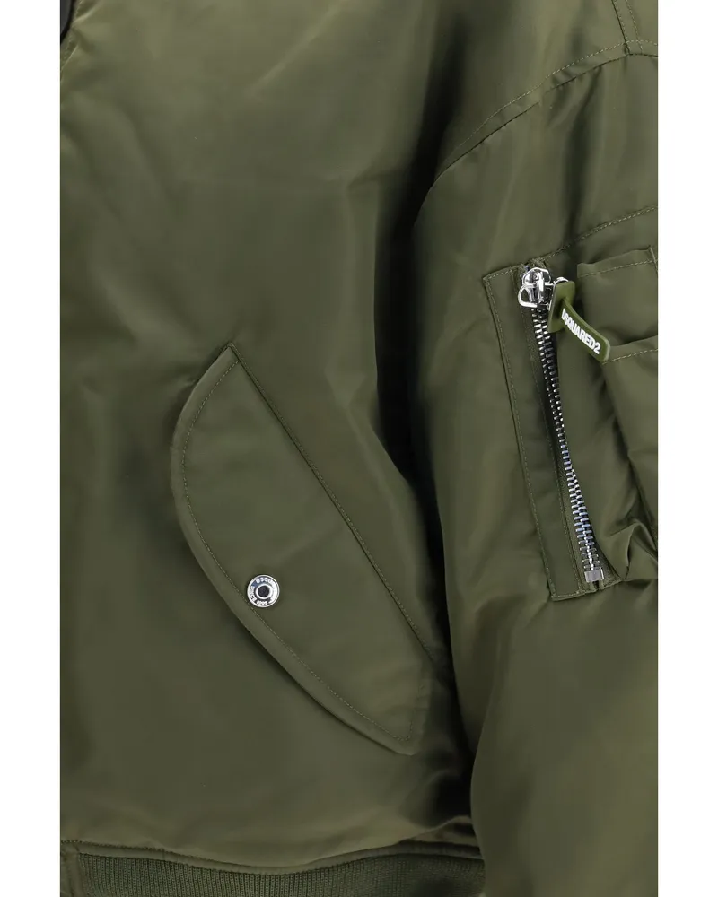Dsquared2 Nylon Satin Padded Bomber Jacket — Green Green