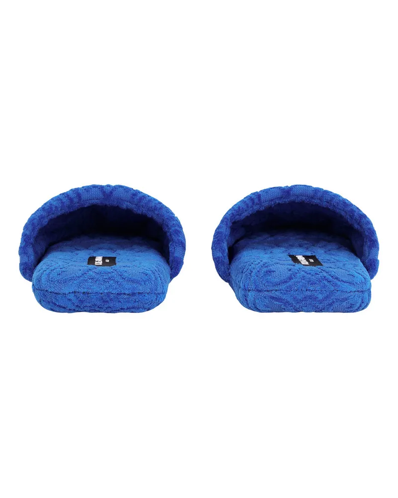 Dolce & Gabbana Unisex Slippers Blue Jacquard Flat Shoes Blue