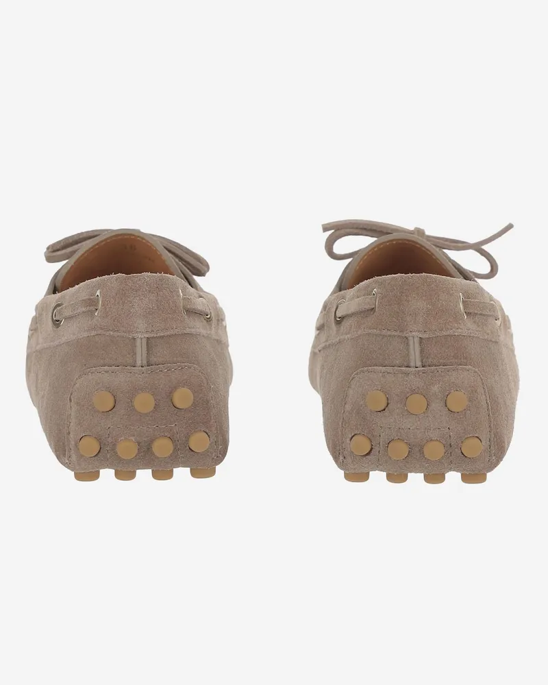 TOD'S Women's Suede Leather Loafers Beige Calfskin Beige