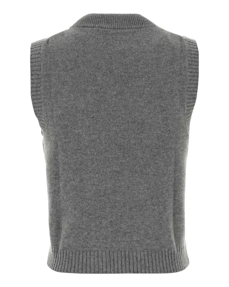 Ganni Women's Wool Sweater Vest Gray Recycled Tank Tops Gray
