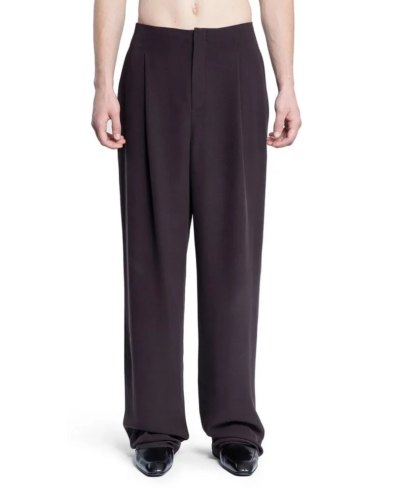 Saint Laurent Men's Brown Silk Dress Pants Brown