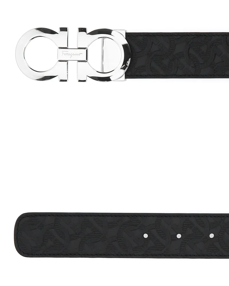 Ferragamo Men's Black Leather Reversible Belt Nero Cinture Black