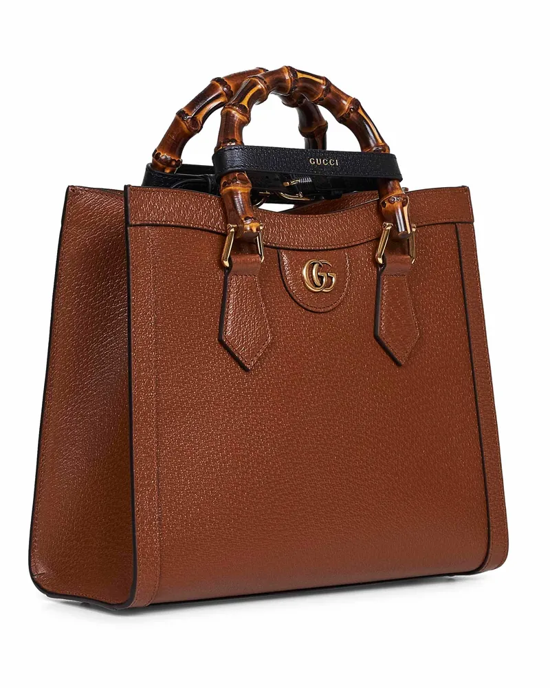 Gucci Women's Shopping Bag Diana Tan Calf Leather Brown Handbags Hand Brown