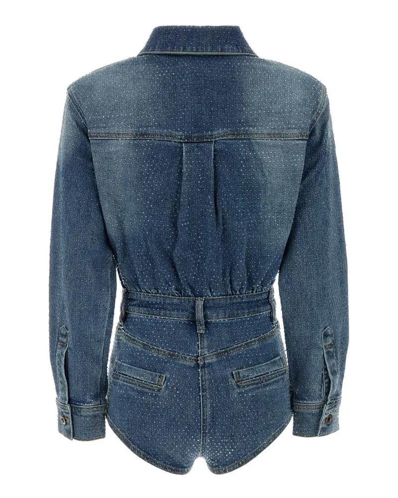 Self-Portrait Women's Denim Jacket Blue Cotton Elastane Blue