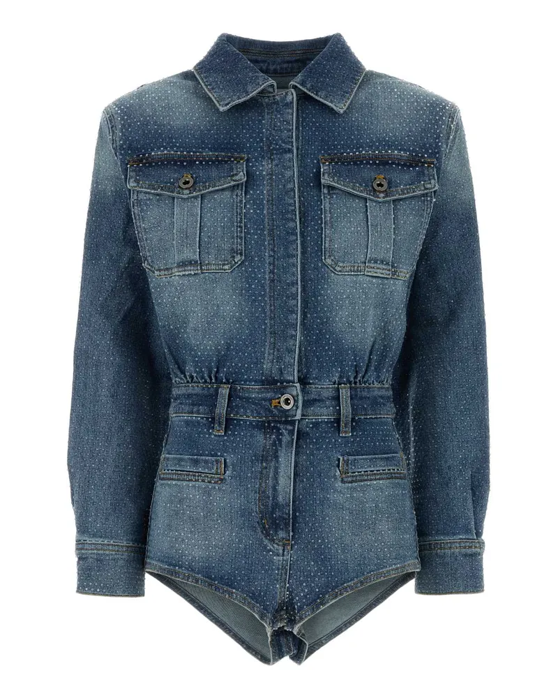 Self-Portrait Women's Denim Jacket Blue Cotton Elastane Blue