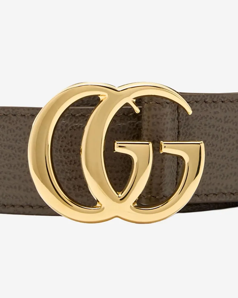 Gucci Women's Belt Gg Marmont Hammered Calfskin Dark Brown Brown