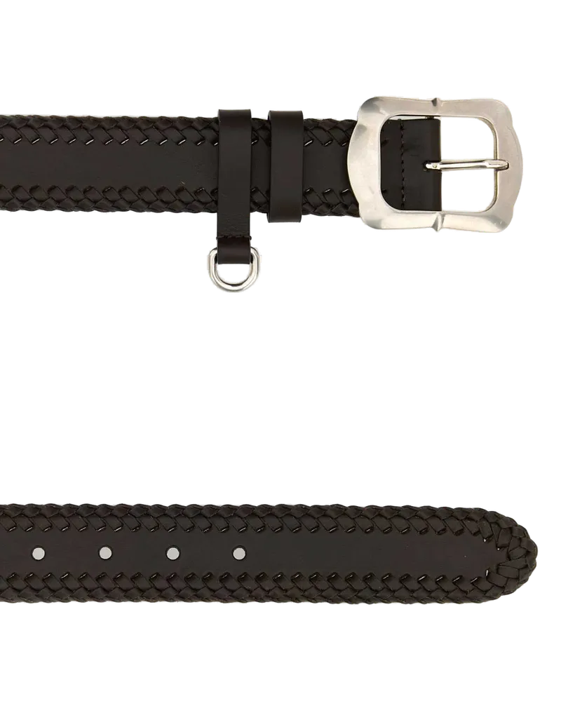 Prada Women's Brown Leather Belt Caffe Cinture Caffe Black
