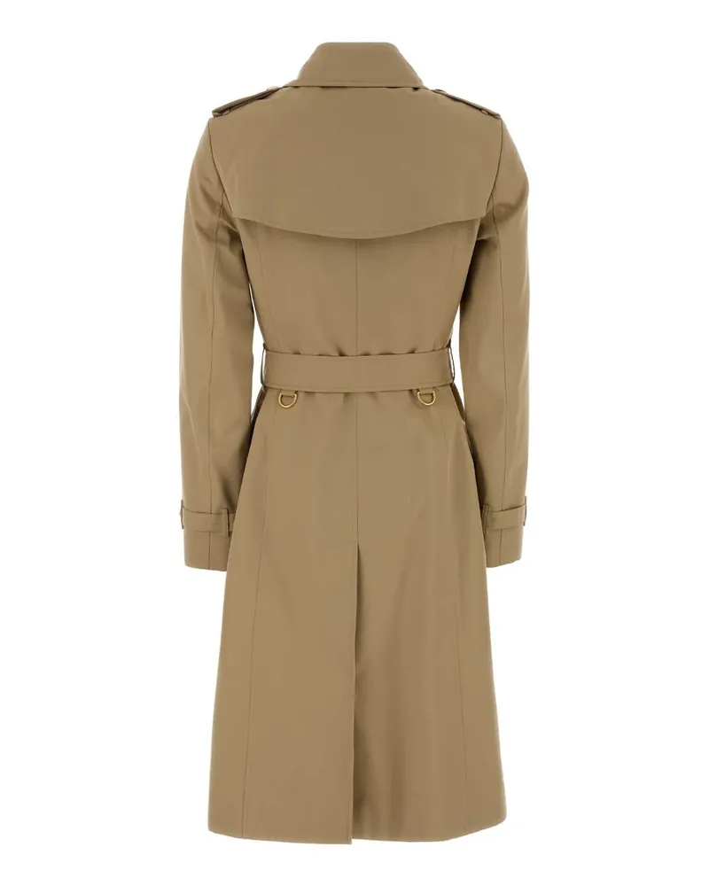 Burberry Women's Beige Twill Trench Coat Honey Cotton Beige
