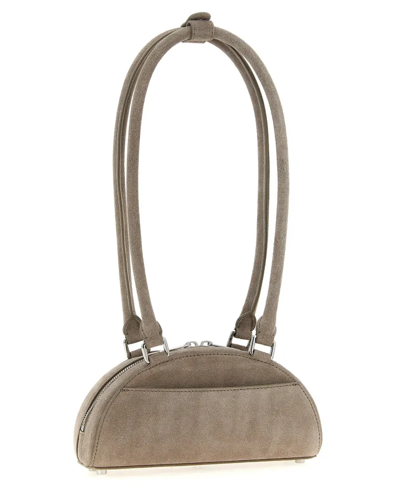 Self-Portrait Suede Mini with Charm Shoulder Bag — Taupe Taupe