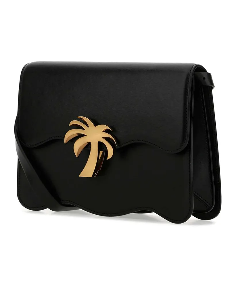 Palm Angels Women's Black Leather Palm Beach Crossbody Bag 1076 Borse A Tracolla Black