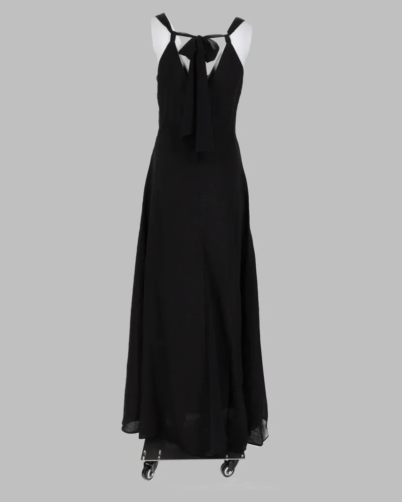 120% Lino V-Neck Linen Dress — Black Black