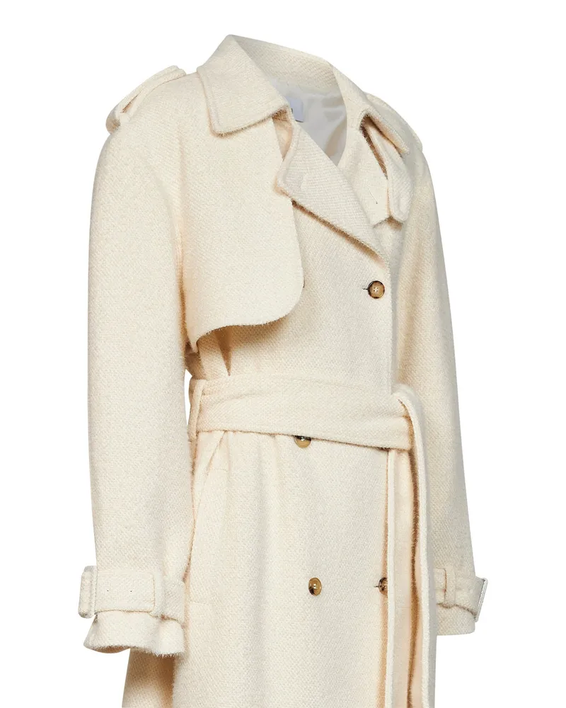 Giuseppe di Morabito Double-Breasted Belted Trench Coat — Ivory Ivory