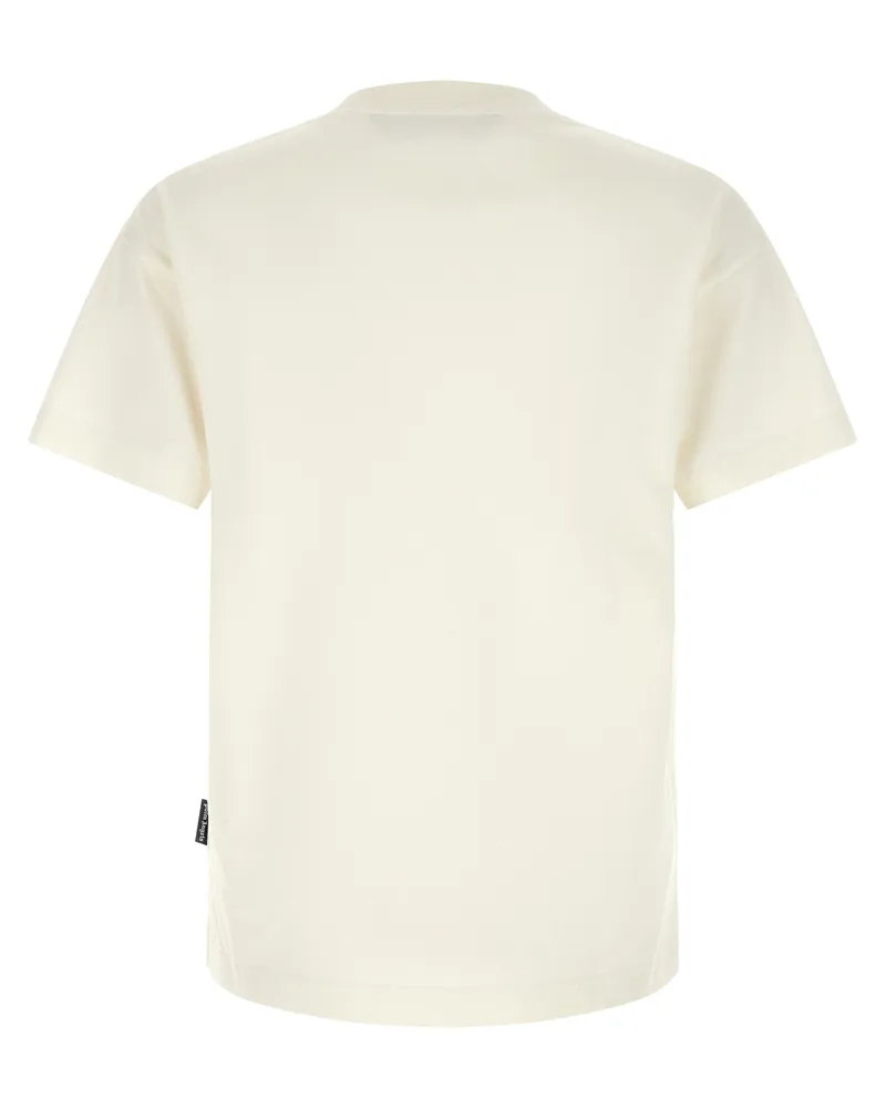 Palm Angels Logo-Embroidered Crew Neck T-shirt — Cream Cream