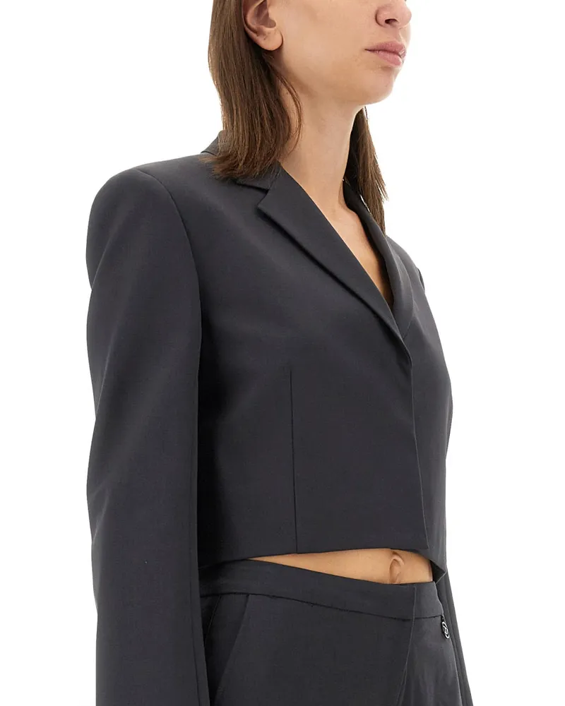 Diesel Cropped Wool-Blend Jacket — Black Black