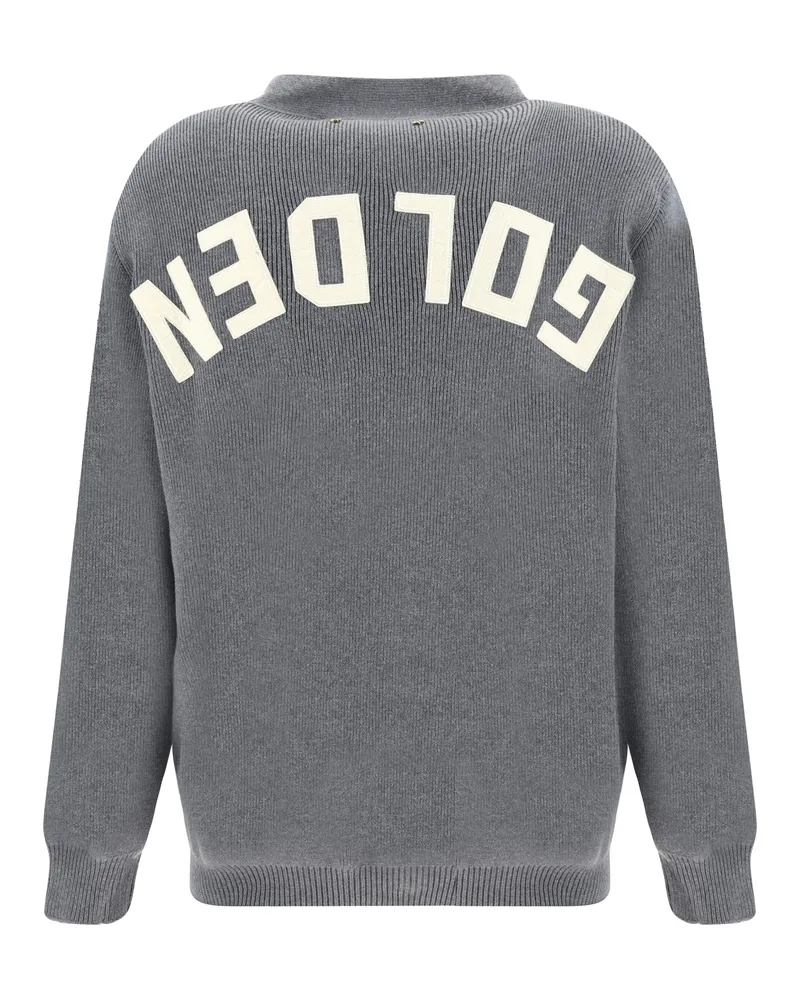 Golden Goose Men's Cardigan Dark Grey Melange Cotton Sweater Gray