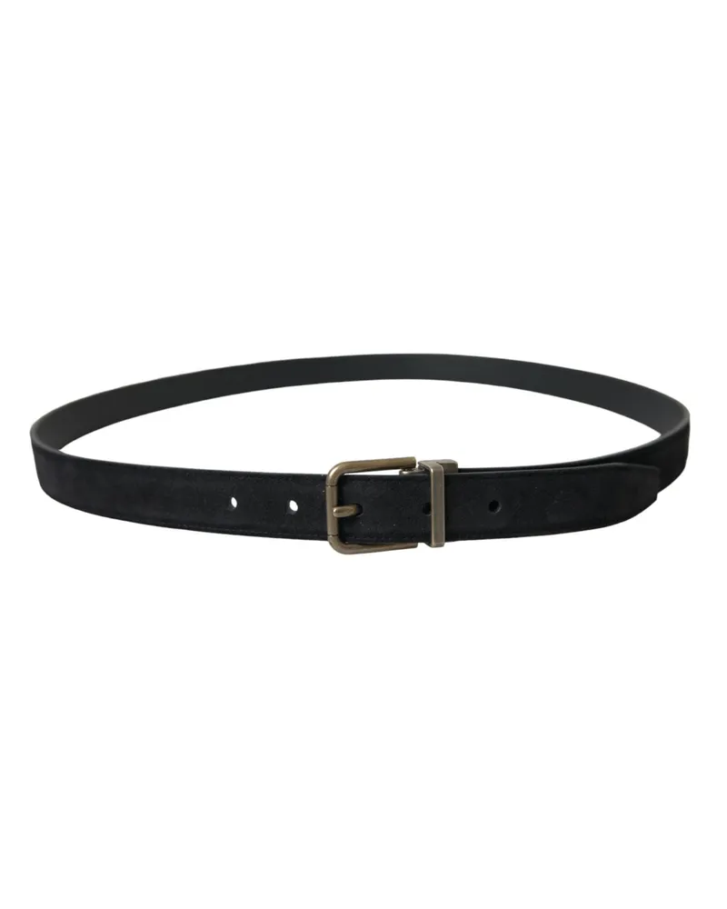 Dolce & Gabbana Men's Black Suede Leather Gold Metal Buckle Belt Calf (suede Black