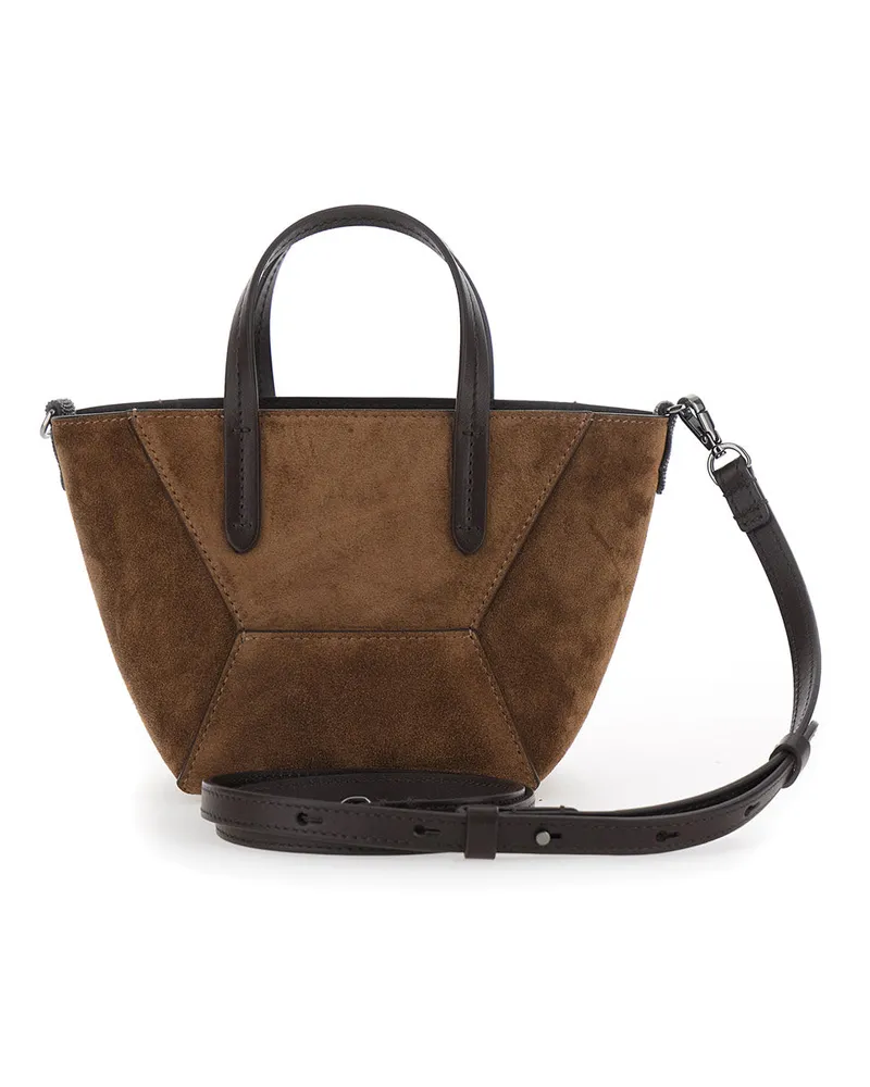 Brunello Cucinelli Women's Mini Bag Duo Brown Suede Leather Brown