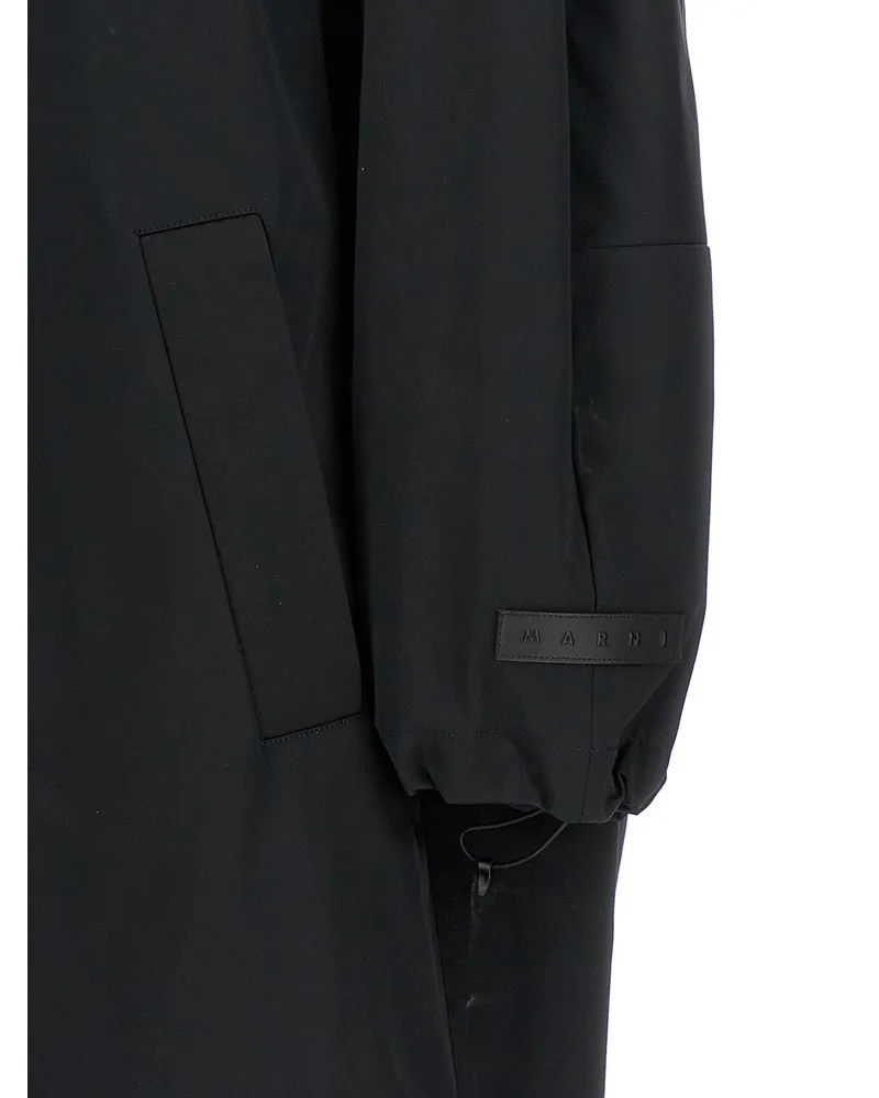 Marni Satin Parka Coat — Black Black