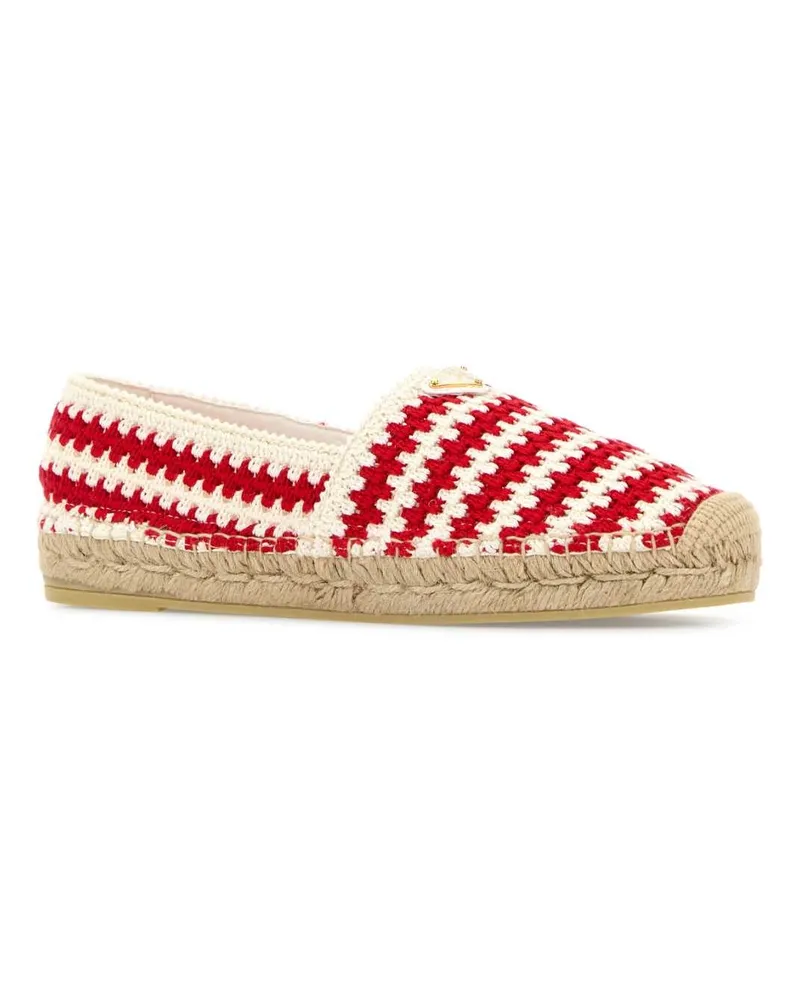 Prada Women's Two-Tone Crochet Espadrilles Rosso Espadrillas Red