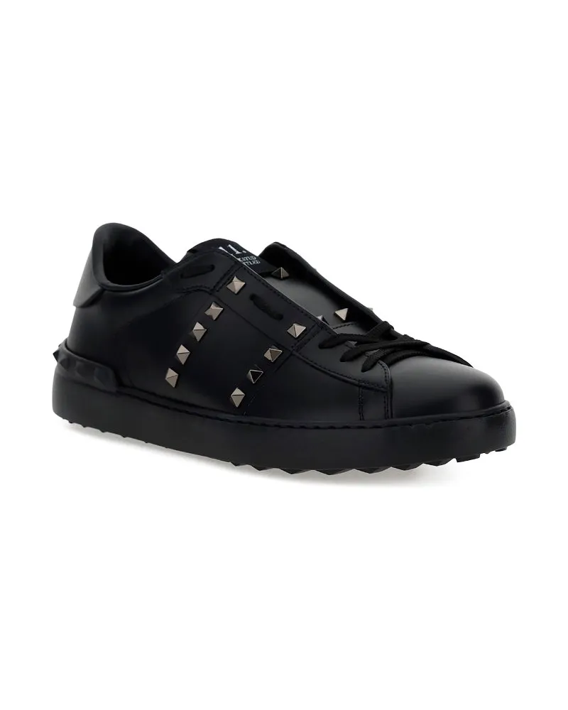 Valentino Garavani Men's Sneaker | Rockstud Untitled Vitello Te Nero-Nero Nero/nero Black