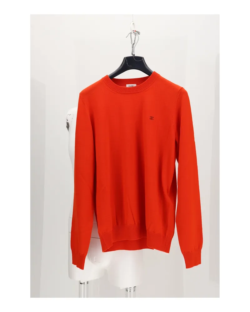 Celine Men's Crewneck Sweater Poppy Fleece Wool (ovis Aries Red