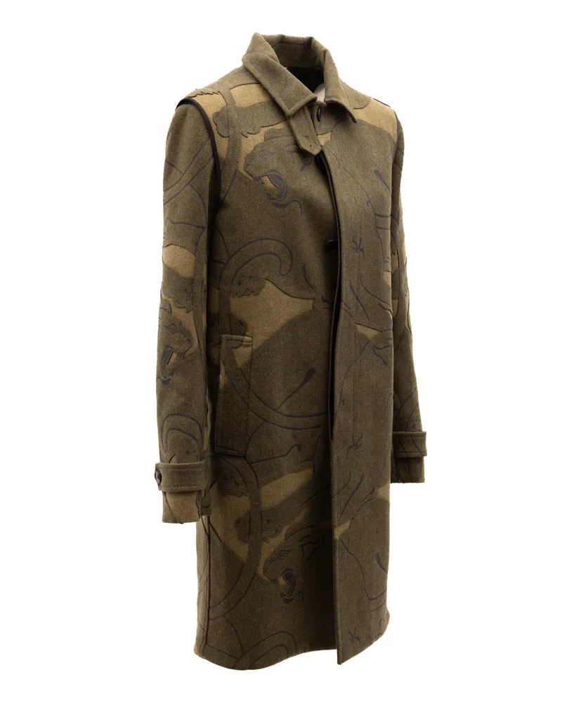 Valentino Garavani Green With Dark Patterns Women Wool Coat Clothing Green