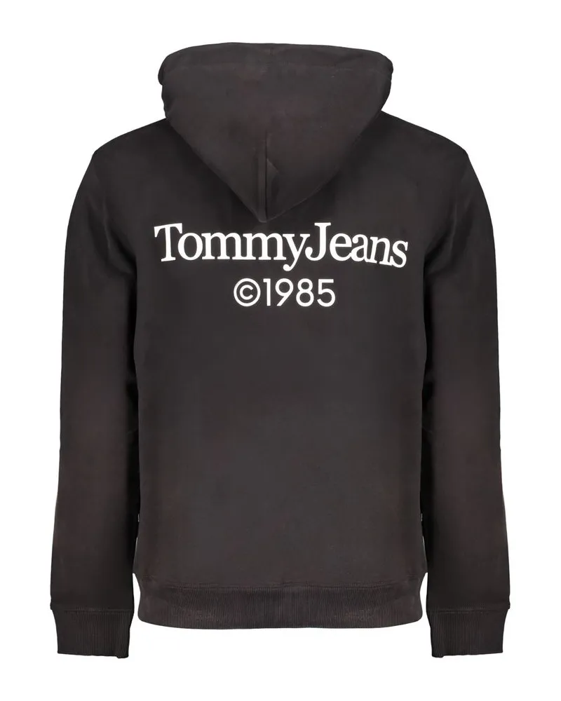 Tommy Hilfiger Logo Embroidered Cotton Hoodie — Black Black