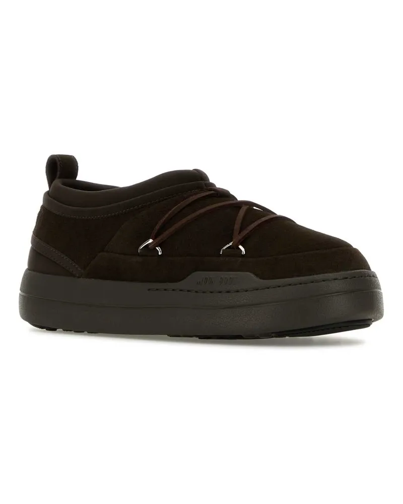 Moon Boot Men's Brown Suede Mb Park Icon Slip Ons Darkbrown Sneaker Brown