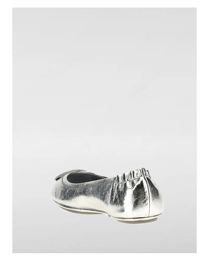 Tory Burch Women's Silver Leather Ballet Flats Silver
