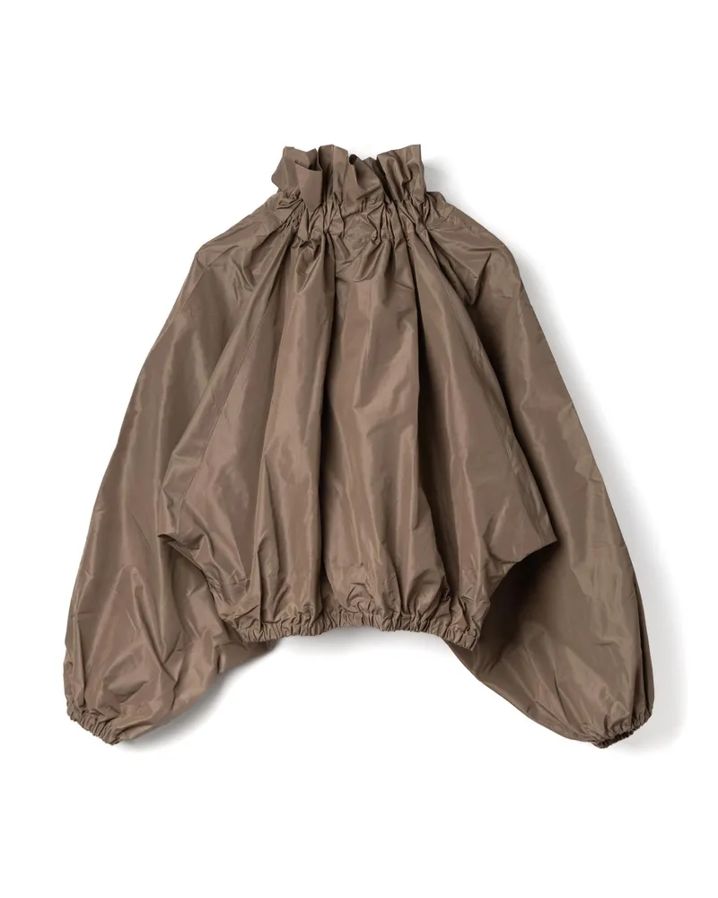 Patou Puff Sleeve Faille Blouse — Brown Brown